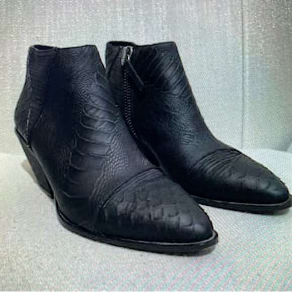 GIUSEPPE ZANOTTI Vero Cuoio EXOTIC LEATHER  Black  Ankle Booties - Picture 11 of 11